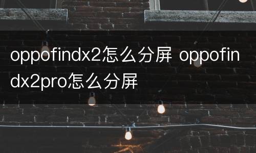 oppofindx2怎么分屏 oppofindx2pro怎么分屏