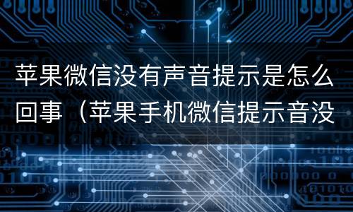 苹果微信没有声音提示是怎么回事（苹果手机微信提示音没声音了咋回事）