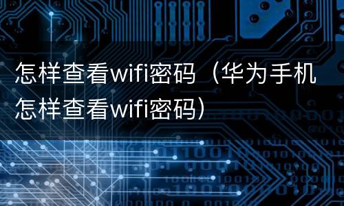 怎样查看wifi密码（华为手机怎样查看wifi密码）