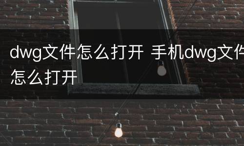 dwg文件怎么打开 手机dwg文件怎么打开