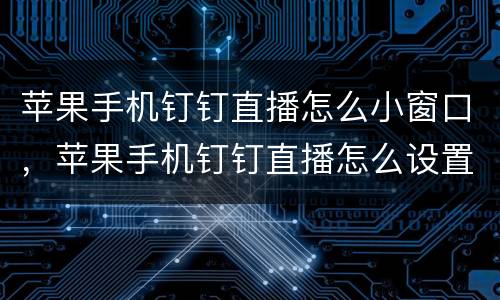 苹果手机钉钉直播怎么小窗口，苹果手机钉钉直播怎么设置成小窗口