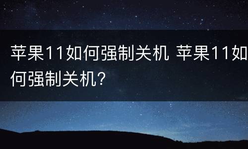 苹果11如何强制关机 苹果11如何强制关机?