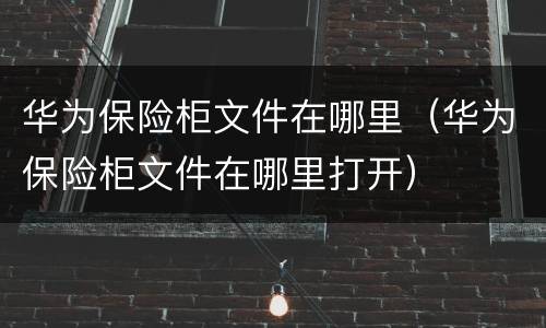 华为保险柜文件在哪里（华为保险柜文件在哪里打开）