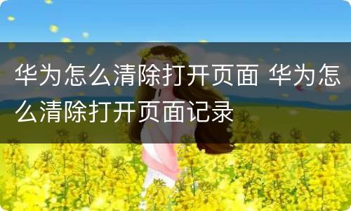 华为怎么清除打开页面 华为怎么清除打开页面记录