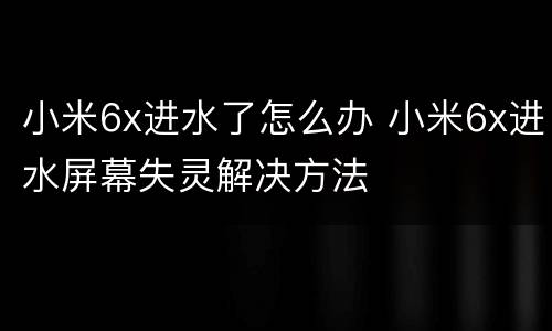 小米6x进水了怎么办 小米6x进水屏幕失灵解决方法