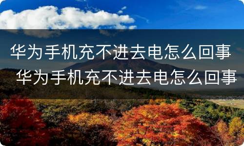 华为手机充不进去电怎么回事 华为手机充不进去电怎么回事儿?
