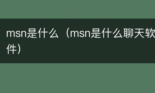 msn是什么（msn是什么聊天软件）