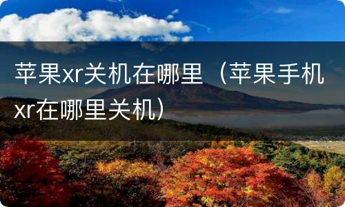 苹果xr关机在哪里（苹果手机xr在哪里关机）