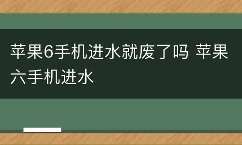 苹果6手机进水就废了吗 苹果六手机进水
