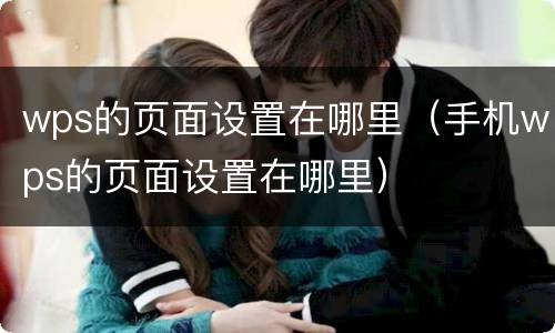 wps的页面设置在哪里（手机wps的页面设置在哪里）