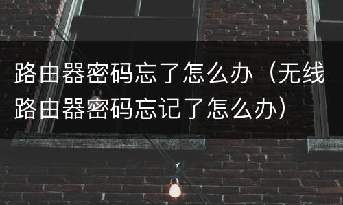 路由器密码忘了怎么办（无线路由器密码忘记了怎么办）