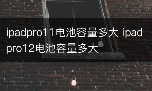 ipadpro11电池容量多大 ipadpro12电池容量多大