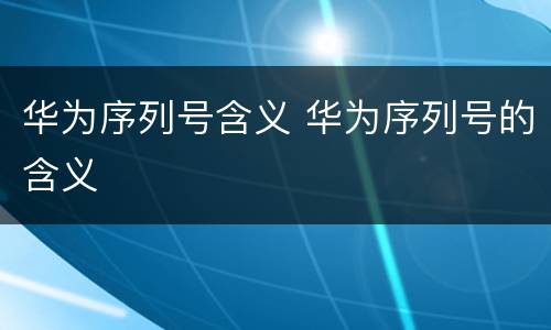 华为序列号含义 华为序列号的含义