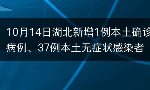 10月14日湖北新增1例本土确诊病例、37例本土无症状感染者
