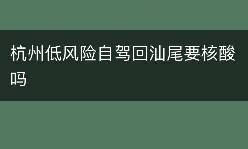 杭州低风险自驾回汕尾要核酸吗