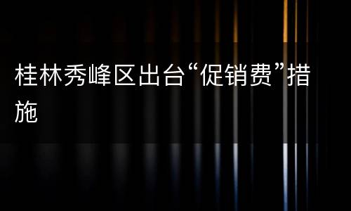 桂林秀峰区出台“促销费”措施