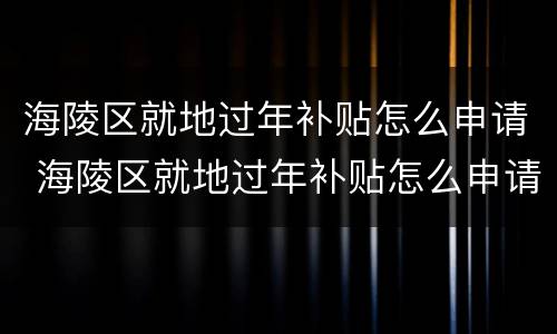 海陵区就地过年补贴怎么申请 海陵区就地过年补贴怎么申请的