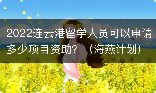 2022连云港留学人员可以申请多少项目资助？（海燕计划）
