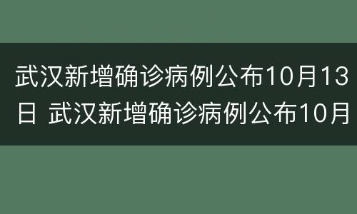 武汉新增确诊病例公布10月13日 武汉新增确诊病例公布10月13日疫情