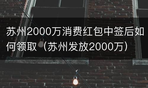 苏州2000万消费红包中签后如何领取（苏州发放2000万）