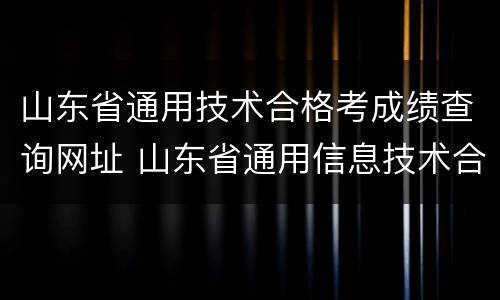 山东省通用技术合格考成绩查询网址 山东省通用信息技术合格考成绩