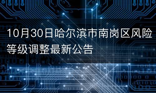 10月30日哈尔滨市南岗区风险等级调整最新公告