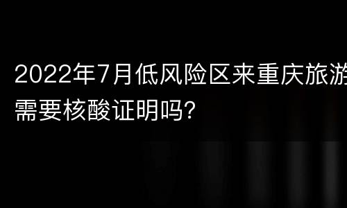 2022年7月低风险区来重庆旅游需要核酸证明吗？