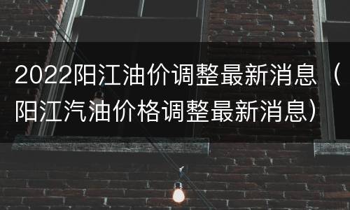 2022阳江油价调整最新消息（阳江汽油价格调整最新消息）