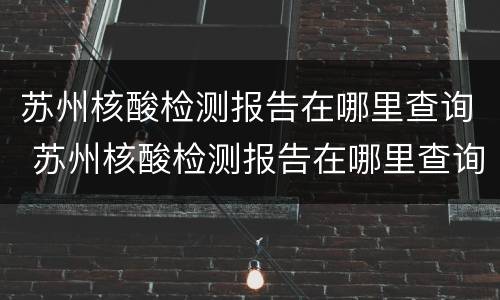 苏州核酸检测报告在哪里查询 苏州核酸检测报告在哪里查询啊