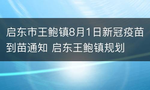启东市王鲍镇8月1日新冠疫苗到苗通知 启东王鲍镇规划