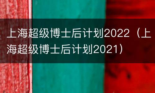 上海超级博士后计划2022（上海超级博士后计划2021）