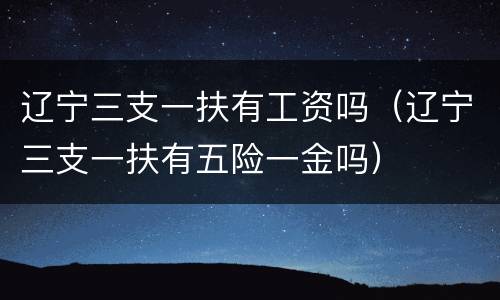 辽宁三支一扶有工资吗（辽宁三支一扶有五险一金吗）