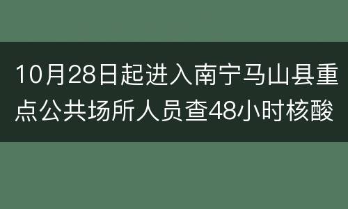 10月28日起进入南宁马山县重点公共场所人员查48小时核酸