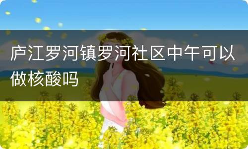 庐江罗河镇罗河社区中午可以做核酸吗