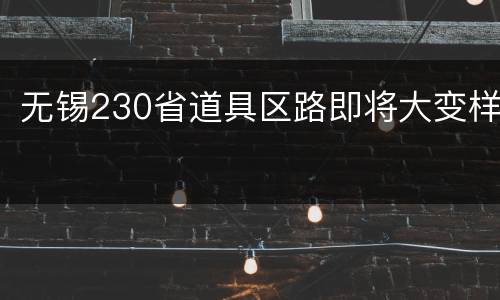 无锡230省道具区路即将大变样