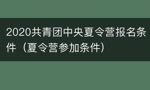 2020共青团中央夏令营报名条件（夏令营参加条件）