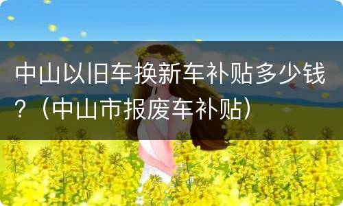 中山以旧车换新车补贴多少钱?（中山市报废车补贴）