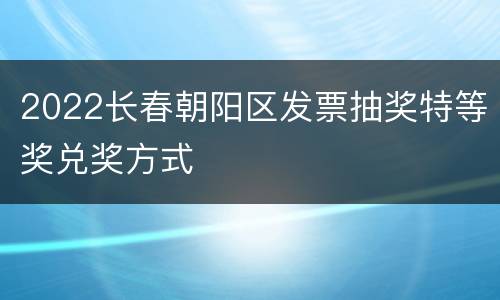 2022长春朝阳区发票抽奖特等奖兑奖方式