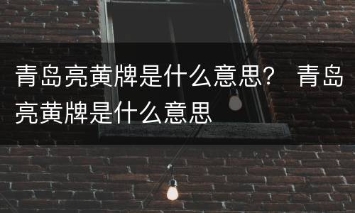 青岛亮黄牌是什么意思？ 青岛亮黄牌是什么意思
