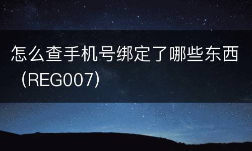 怎么查手机号绑定了哪些东西（REG007）