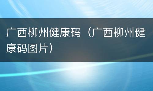 广西柳州健康码（广西柳州健康码图片）