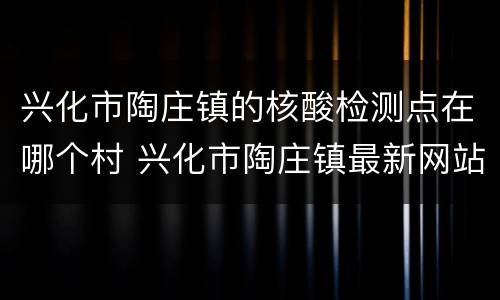 兴化市陶庄镇的核酸检测点在哪个村 兴化市陶庄镇最新网站