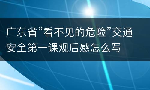 广东省“看不见的危险”交通安全第一课观后感怎么写