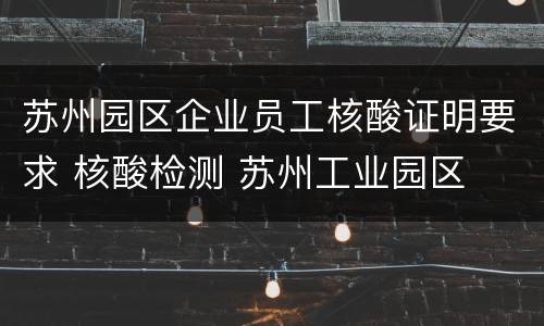 苏州园区企业员工核酸证明要求 核酸检测 苏州工业园区