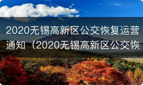 2020无锡高新区公交恢复运营通知（2020无锡高新区公交恢复运营通知书）