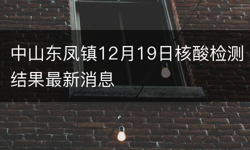 中山东凤镇12月19日核酸检测结果最新消息