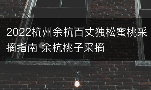 2022杭州余杭百丈独松蜜桃采摘指南 余杭桃子采摘