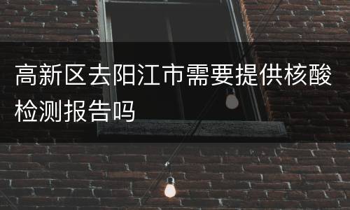 高新区去阳江市需要提供核酸检测报告吗