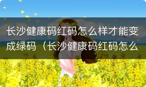 长沙健康码红码怎么样才能变成绿码（长沙健康码红码怎么样才能变成绿码呢）