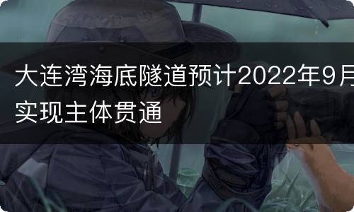 大连湾海底隧道预计2022年9月实现主体贯通